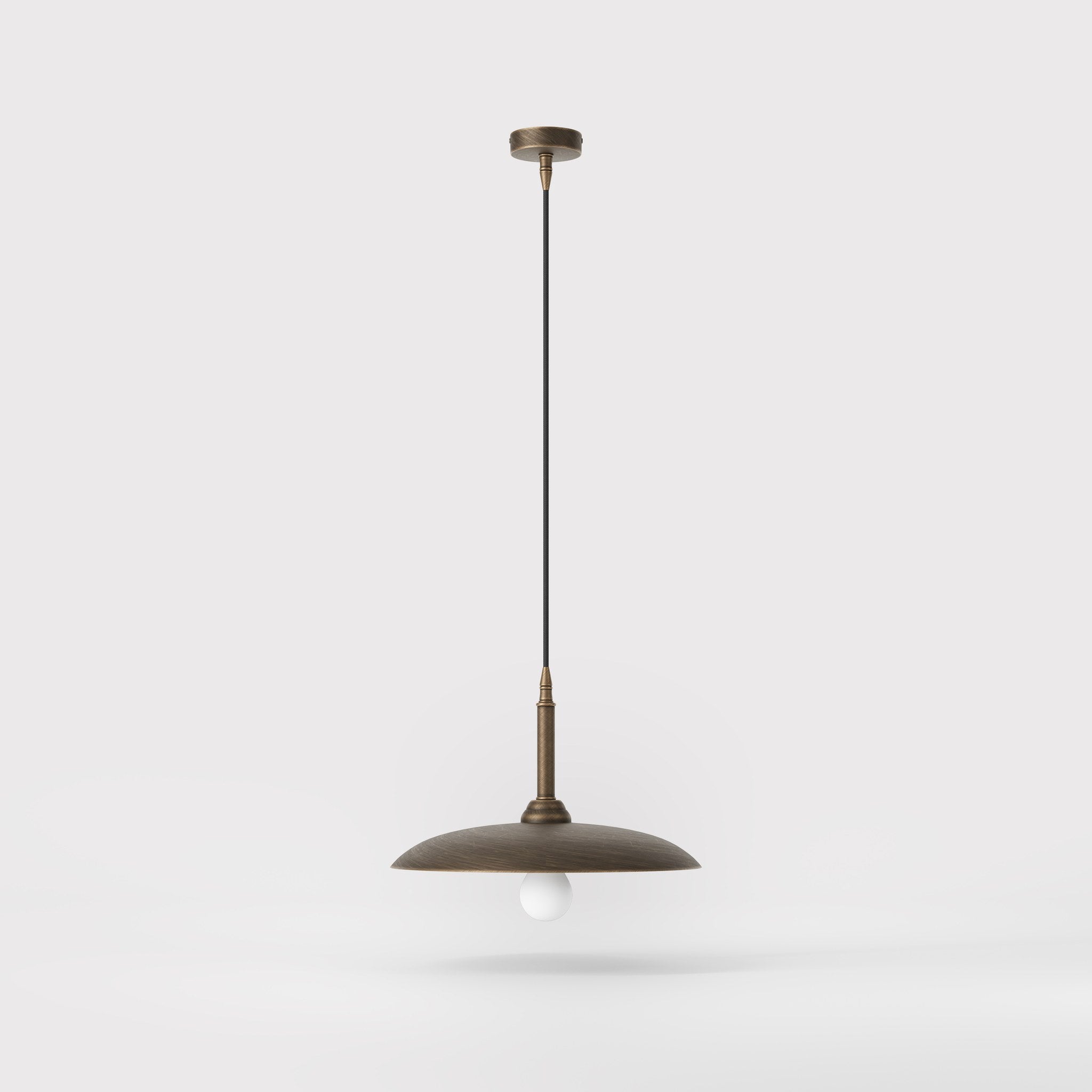 Brass pendant lamp with 35 cm shade, vintage style, perfect for refined interiors and elegant lighting design by Ghidini 1849 - Finish: OBM Bronze Satin Matt Brass