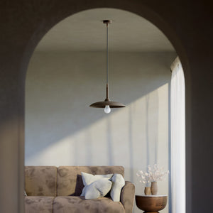 Brass pendant lamp with 35 cm shade, vintage style, perfect for refined interiors and elegant lighting design by Ghidini 1849 - Finish: OBM Bronze Satin Matt Brass