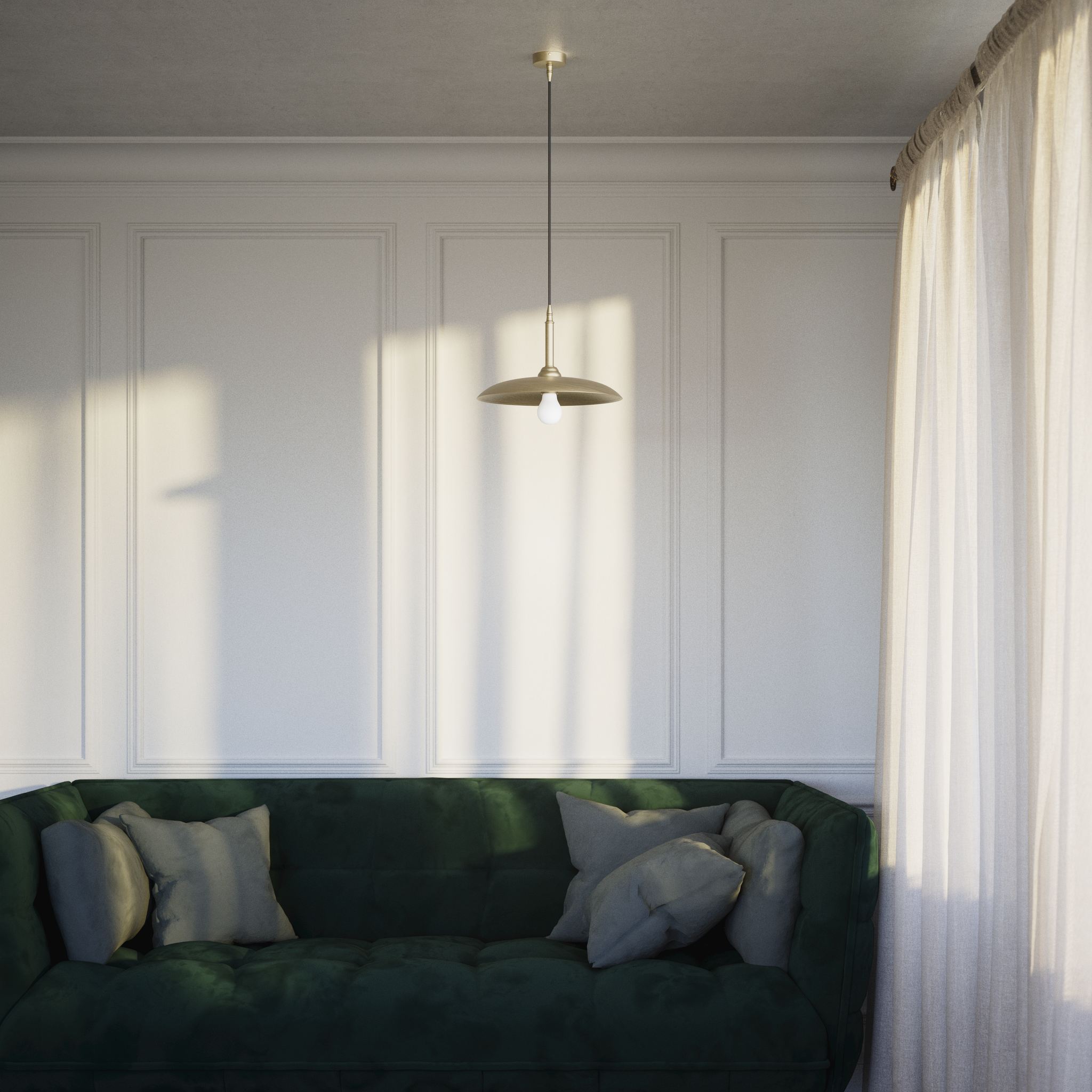 Brass pendant lamp with 35 cm shade, vintage style, perfect for refined interiors and elegant lighting design by Ghidini 1849 - Finish: OBV Bronze Satin Light Brass