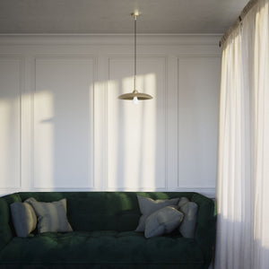 Brass pendant lamp with 35 cm shade, vintage style, perfect for refined interiors and elegant lighting design by Ghidini 1849 - Finish: OBV Bronze Satin Light Brass