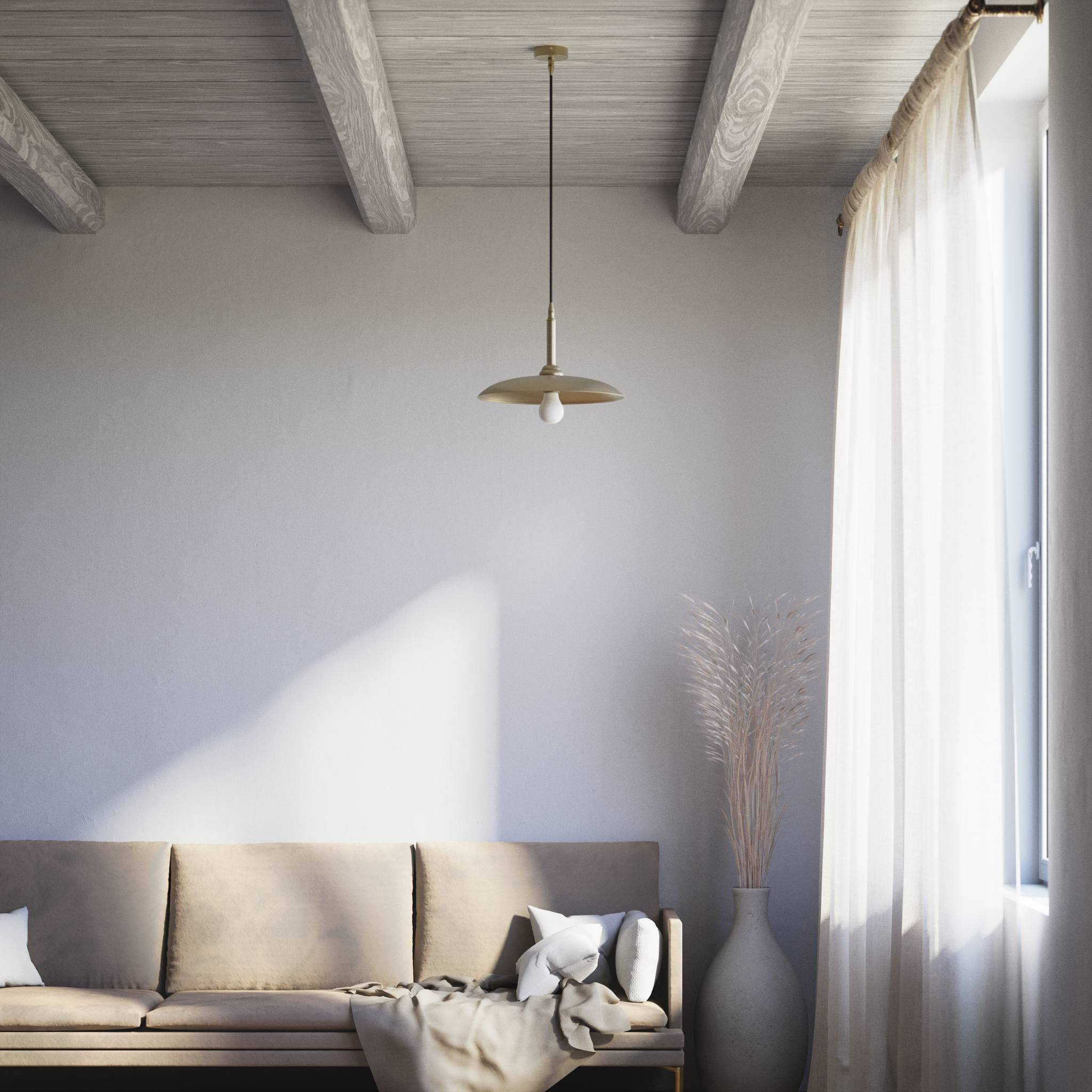 Brass pendant lamp with 35 cm shade, vintage style, perfect for refined interiors and elegant lighting design by Ghidini 1849 - Finish: OBV Bronze Satin Light Brass