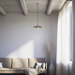 Brass pendant lamp with 35 cm shade, vintage style, perfect for refined interiors and elegant lighting design by Ghidini 1849 - Finish: OBV Bronze Satin Light Brass
