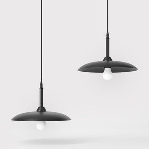 Brass pendant lamp with 35 cm shade, vintage style, perfect for refined interiors and elegant lighting design by Ghidini 1849 - Finish: ONO Matt Black