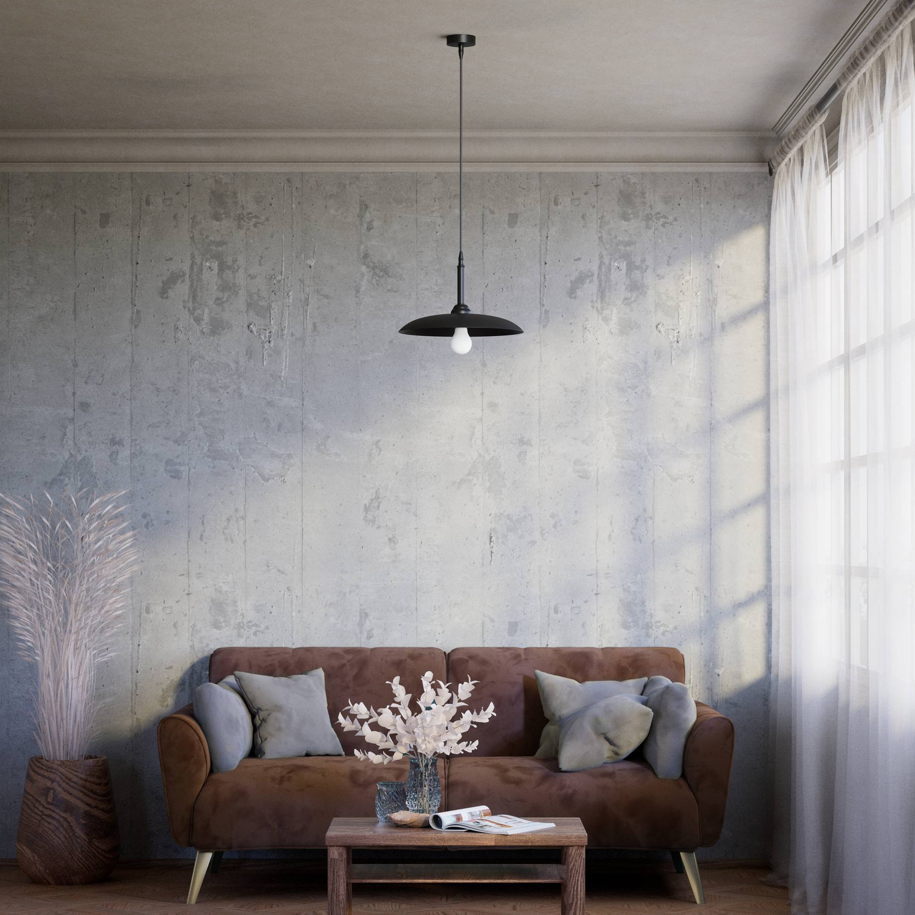 Brass pendant lamp with 35 cm shade, vintage style, perfect for refined interiors and elegant lighting design by Ghidini 1849 - Finish: ONO Matt Black