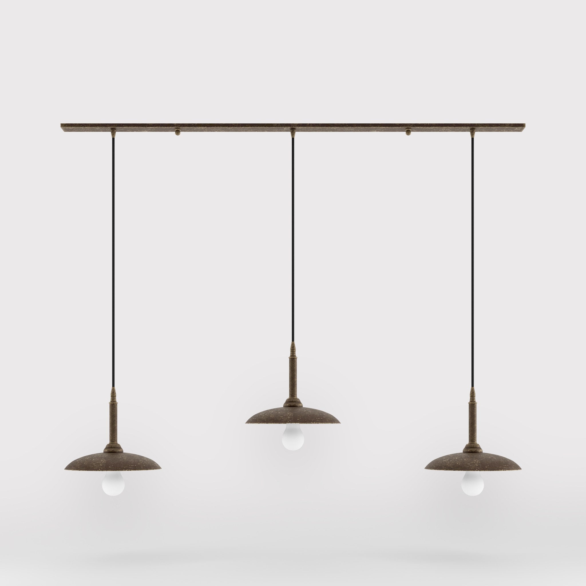 Brass pendant lamp with three light points, vintage and contemporary style, ideal for sophisticated interiors by Ghidini 1849 - Finish: OAS Antique Brass