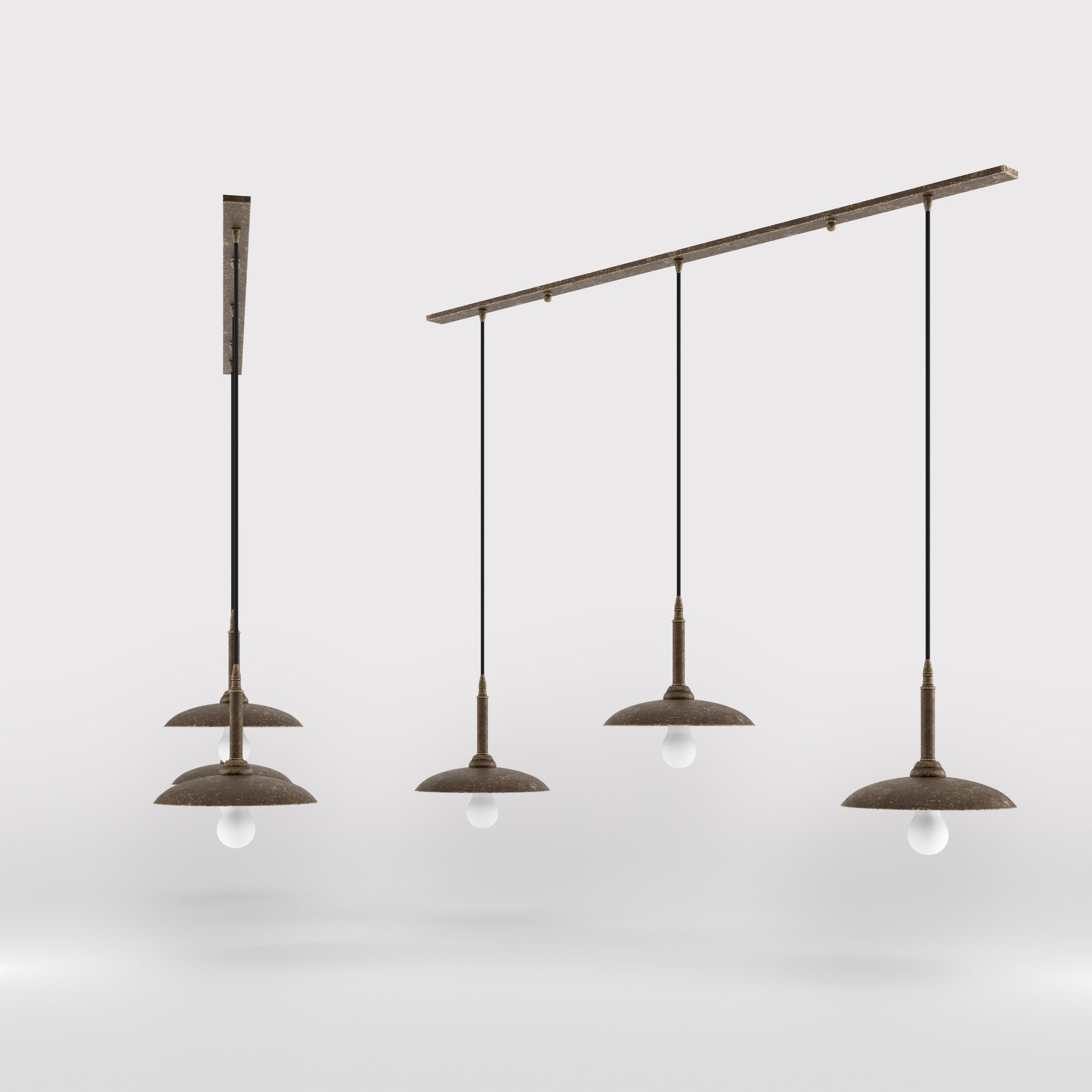 Brass pendant lamp with three light points, vintage and contemporary style, ideal for sophisticated interiors by Ghidini 1849 - Finish: OAS Antique Brass