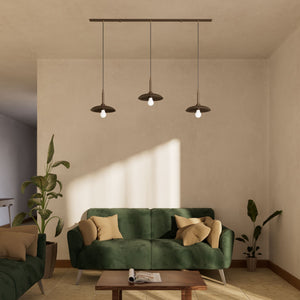 Brass pendant lamp with three light points, vintage and contemporary style, ideal for sophisticated interiors by Ghidini 1849 - Finish: OBM Bronze Satin Matt Brass