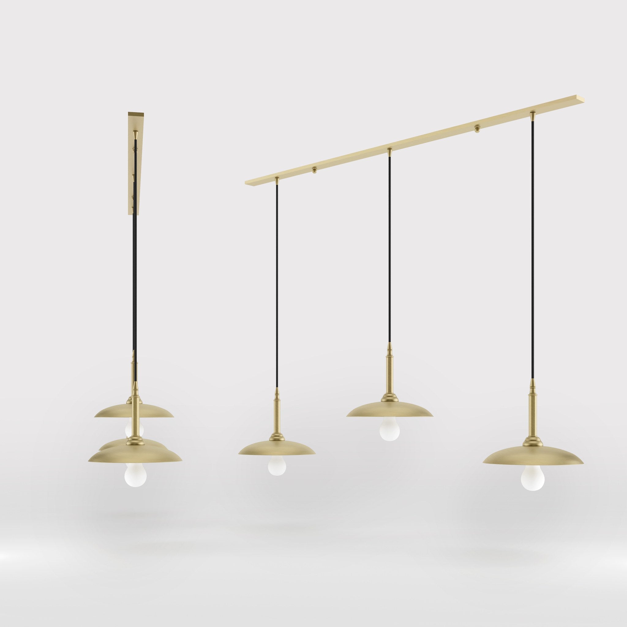Brass pendant lamp with three light points, vintage and contemporary style, ideal for sophisticated interiors by Ghidini 1849 - Finish: OBV Bronze Satin Light Brass