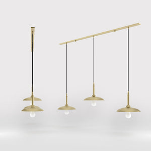 Brass pendant lamp with three light points, vintage and contemporary style, ideal for sophisticated interiors by Ghidini 1849 - Finish: OBV Bronze Satin Light Brass