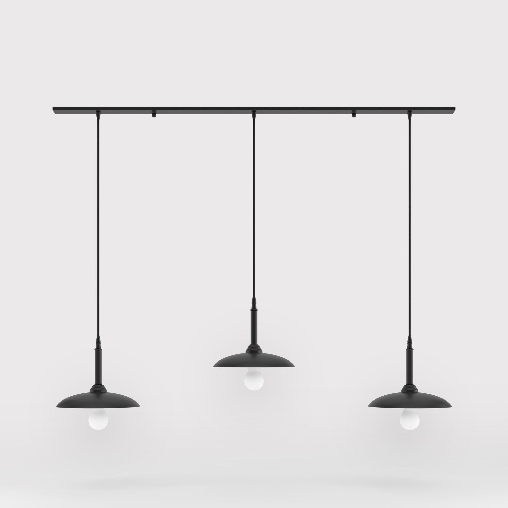 Brass pendant lamp with three light points, vintage and contemporary style, ideal for sophisticated interiors by Ghidini 1849 - Finish: ONO Matt Black