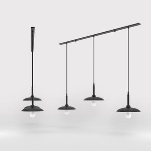 Brass pendant lamp with three light points, vintage and contemporary style, ideal for sophisticated interiors by Ghidini 1849 - Finish: ONO Matt Black