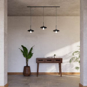 Brass pendant lamp with three light points, vintage and contemporary style, ideal for sophisticated interiors by Ghidini 1849 - Finish: ONO Matt Black