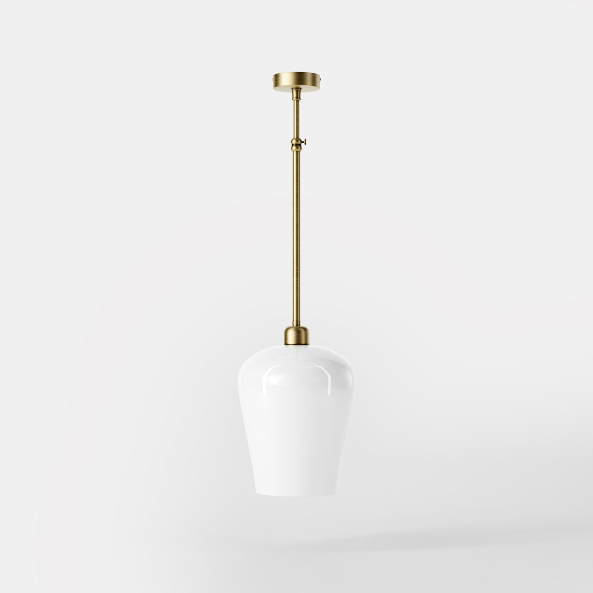 Lampada A Sospensione Con Stelo In Ottone E Vetro Bianco Talis - OBV Bronzo Satinato Chiaro