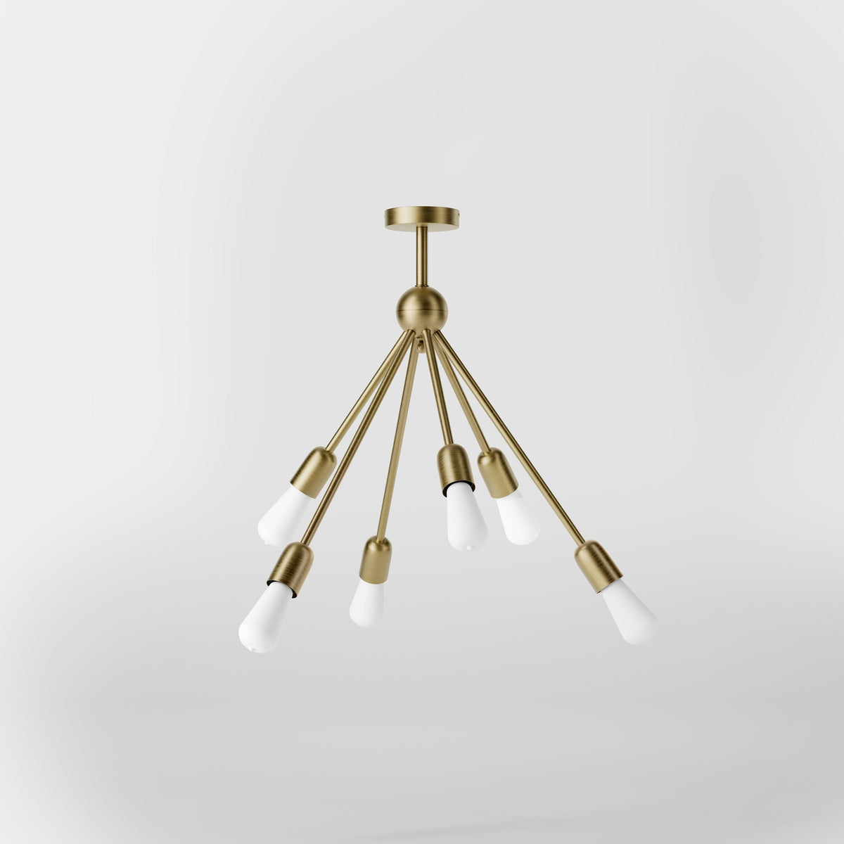 Lampadario Moderno In Ottone Con Bracci Radiali - OBV Bronzo Satinato Chiaro