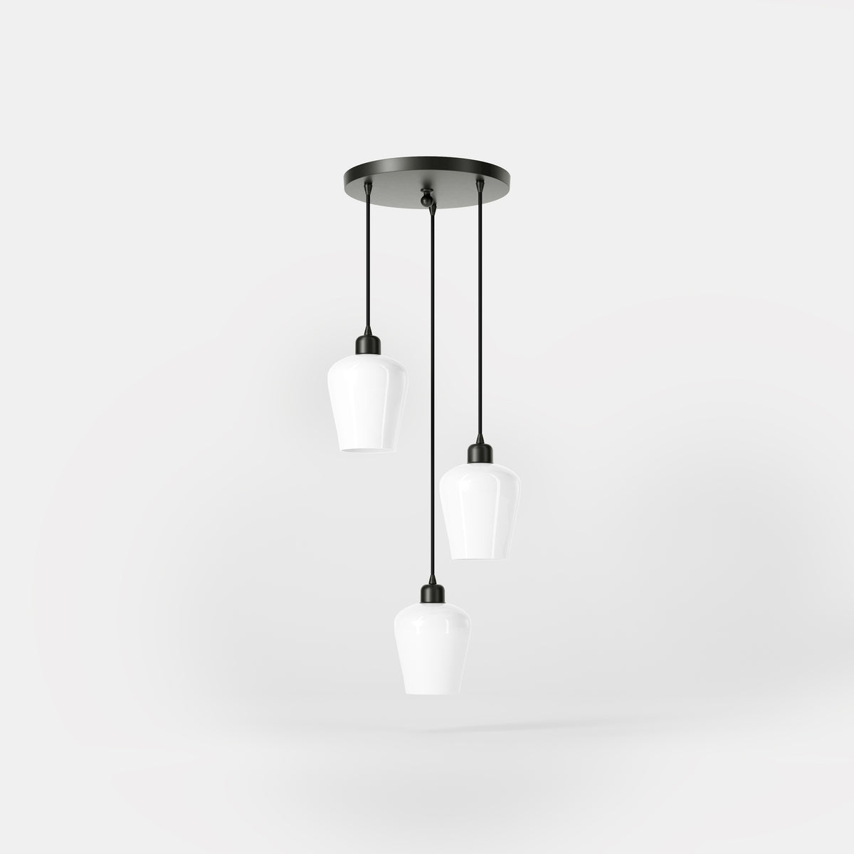 Lampada A Sospensione Con Tre Diffusori In Vetro Bianco Talis - ONO Nero Opaco