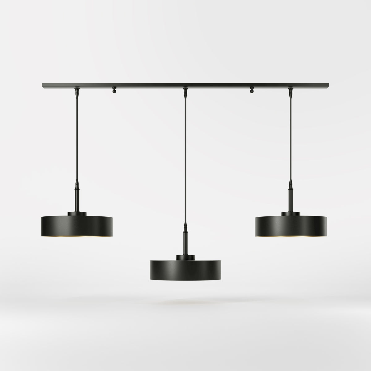 Lampada a Sospensione in Metallo a Tre Luci Design Moderno - ONO Nero Opaco