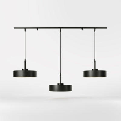 Modern pendant lamp with three lights in black metal with a gold interior, minimalist design for living rooms and kitchens by Ghidini 1849 - Finish: ONO Matt Black