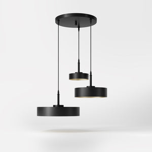 Modern pendant lamp with black lampshades and gold interior, adjustable design, perfect for contemporary interiors by Ghidini 1849 - Finish: ONO Matt Black