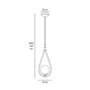 Art Deco teardrop pendant light in brass with glossy white glass sphere adjustable cable elegant design lighting decor by Ghidini 1849