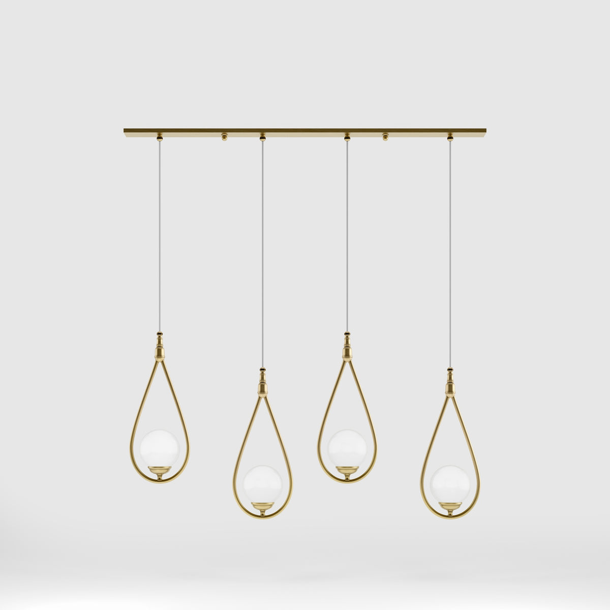 Sospensione Art Déco 4 Luci Goccia Iside - OBV Bronzo Satinato Chiaro