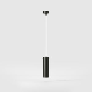 Brass pendant light minimal design cylindrical black textile cable modern interior lighting Made in Italy by Ghidini 1849 - Finish: ONO Matt Black