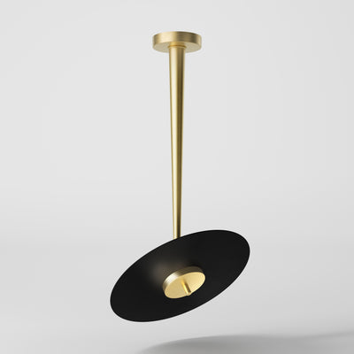 Adjustable ceiling light with black vinyl-inspired disc and built-in LED by Ghidini 1849 - Finish: OBV Bronze Satin Light Brass