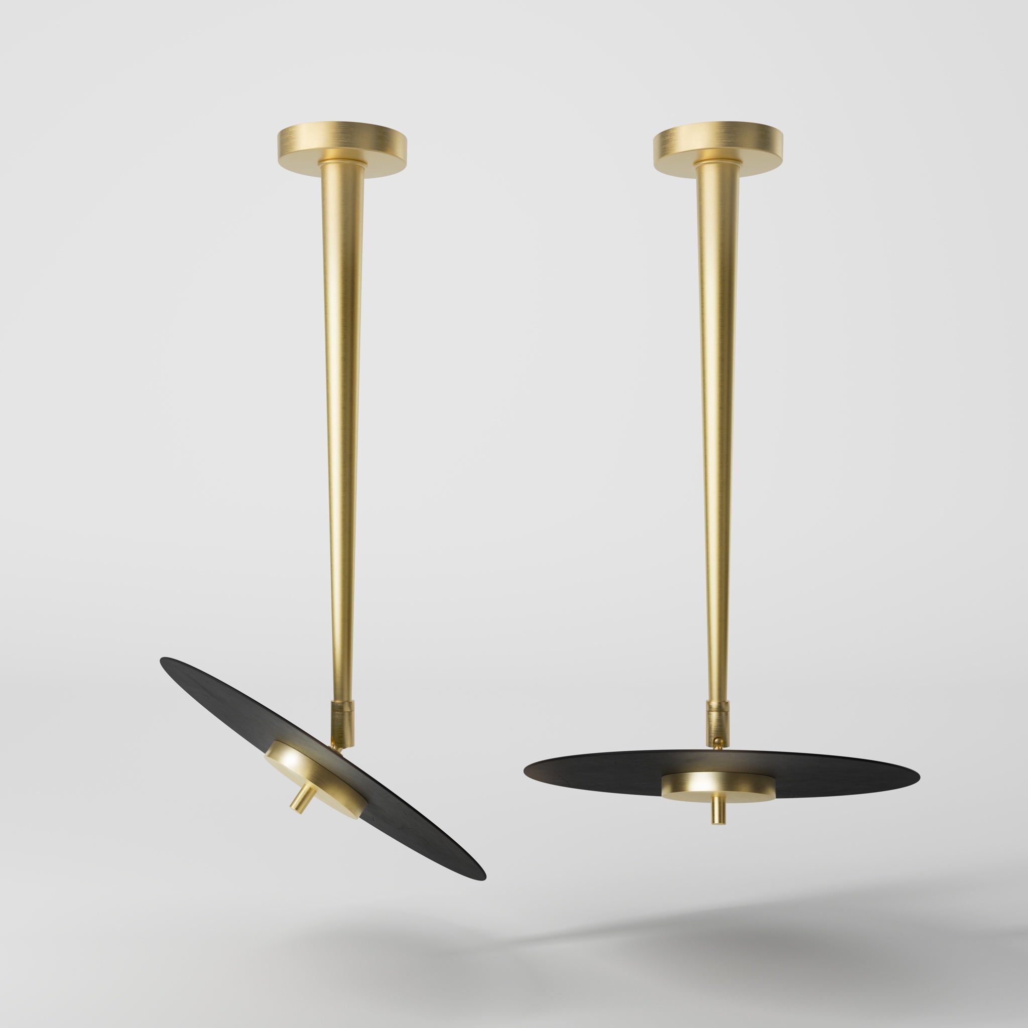 Adjustable ceiling light with black vinyl-inspired disc and built-in LED by Ghidini 1849 - Finish: OBV Bronze Satin Light Brass