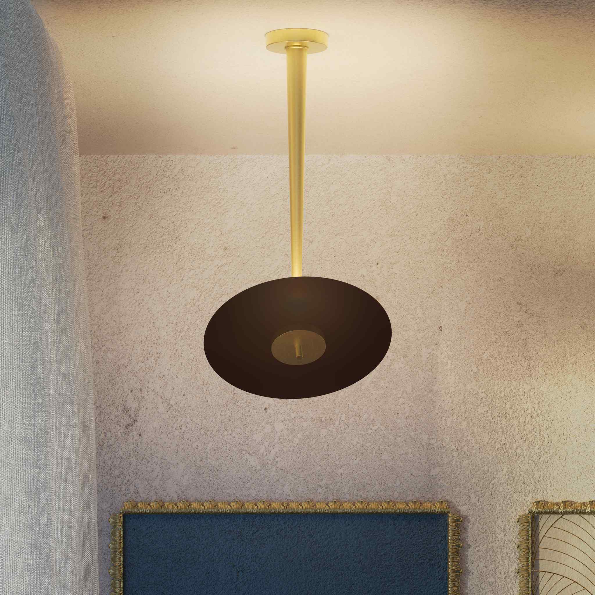 Adjustable ceiling light with black vinyl-inspired disc and built-in LED by Ghidini 1849 - Finish: OBV Bronze Satin Light Brass