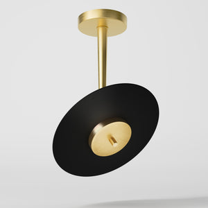 Ceiling lamp in brass with adjustable black disc, vinyl-inspired, with integrated LED by Ghidini 1849 - Finish: OBV Bronze Satin Light Brass