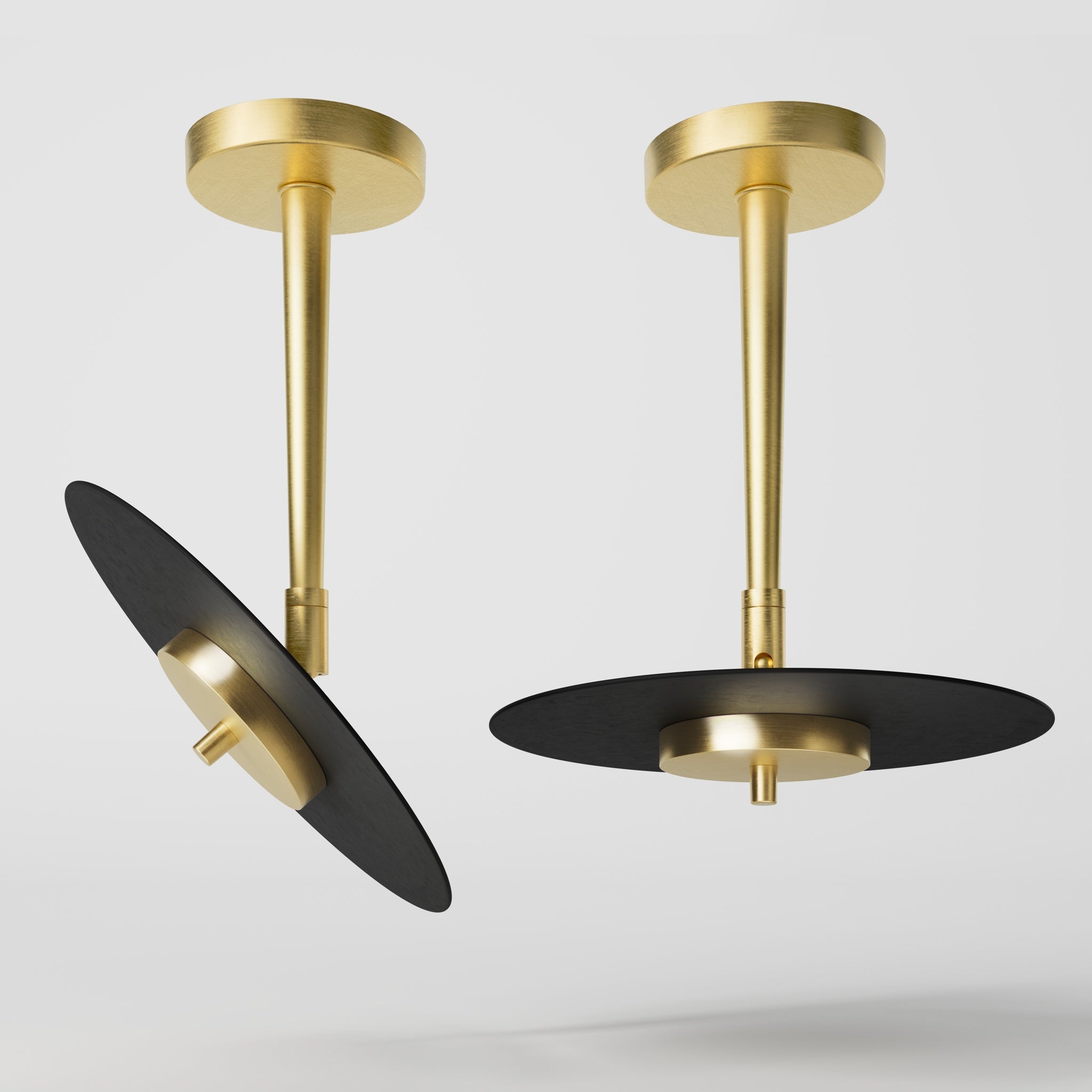 Ceiling lamp in brass with adjustable black disc, vinyl-inspired, with integrated LED by Ghidini 1849 - Finish: OBV Bronze Satin Light Brass