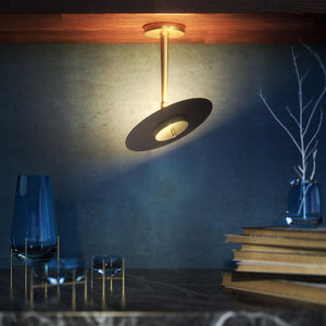 Ceiling lamp in brass with adjustable black disc, vinyl-inspired, with integrated LED by Ghidini 1849 - Finish: OBV Bronze Satin Light Brass