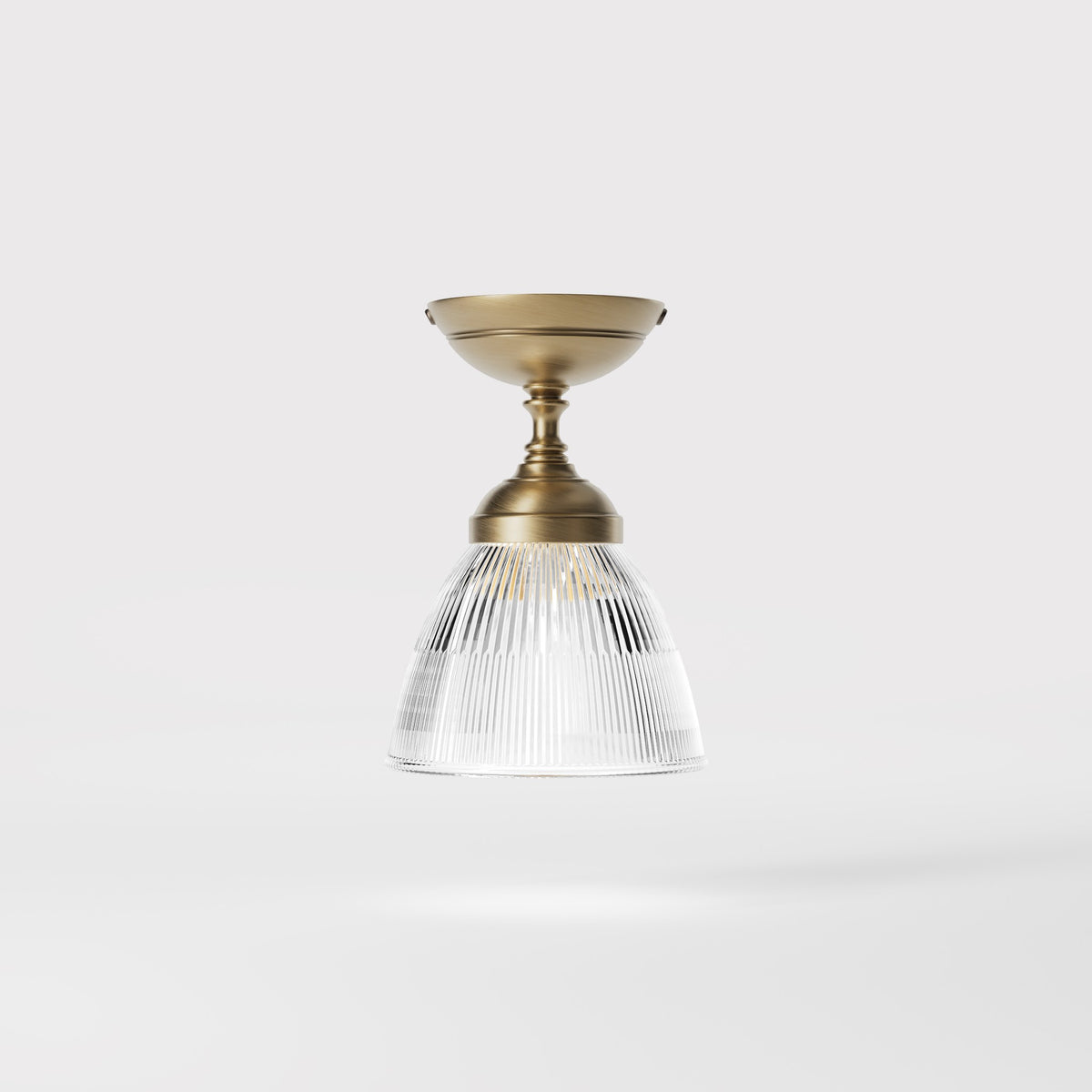 Plafonnier Classique en Laiton avec Verre Strié - OBS Bronze Laiton Satiné