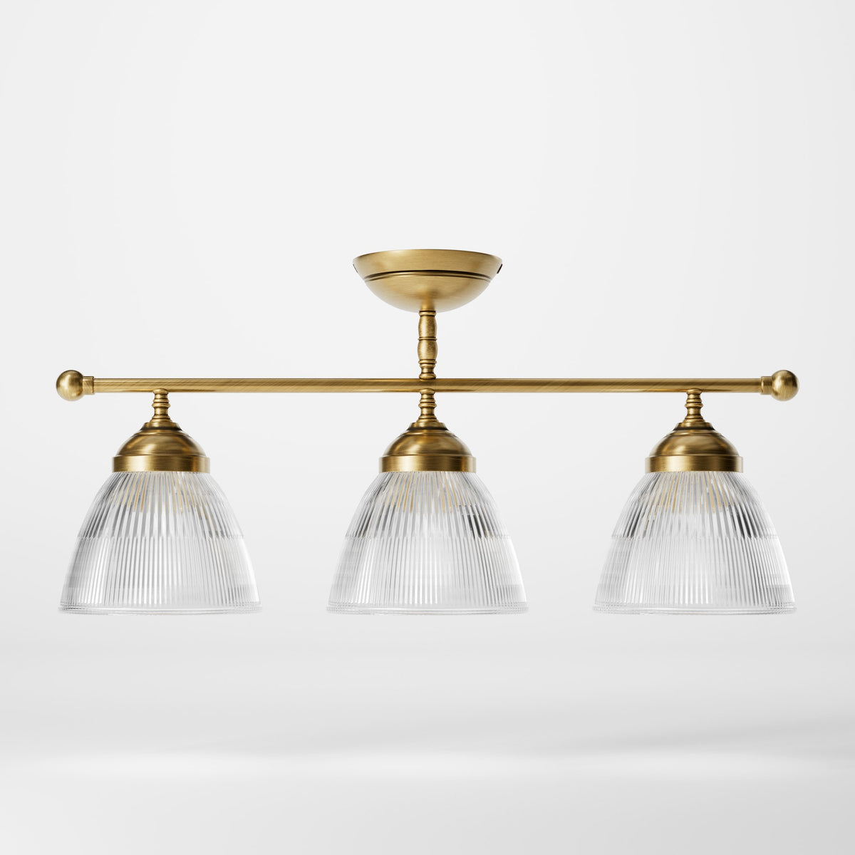 Ceiling Lamp With Three Lights In Brass And Glass - OBS Bronze Satin Brass