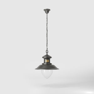 Outdoor pendant lantern in maritime style with pinecone-shaped glass diffuser and adjustable chain by Ghidini 1849 - Finish: OBR Dark Bronze