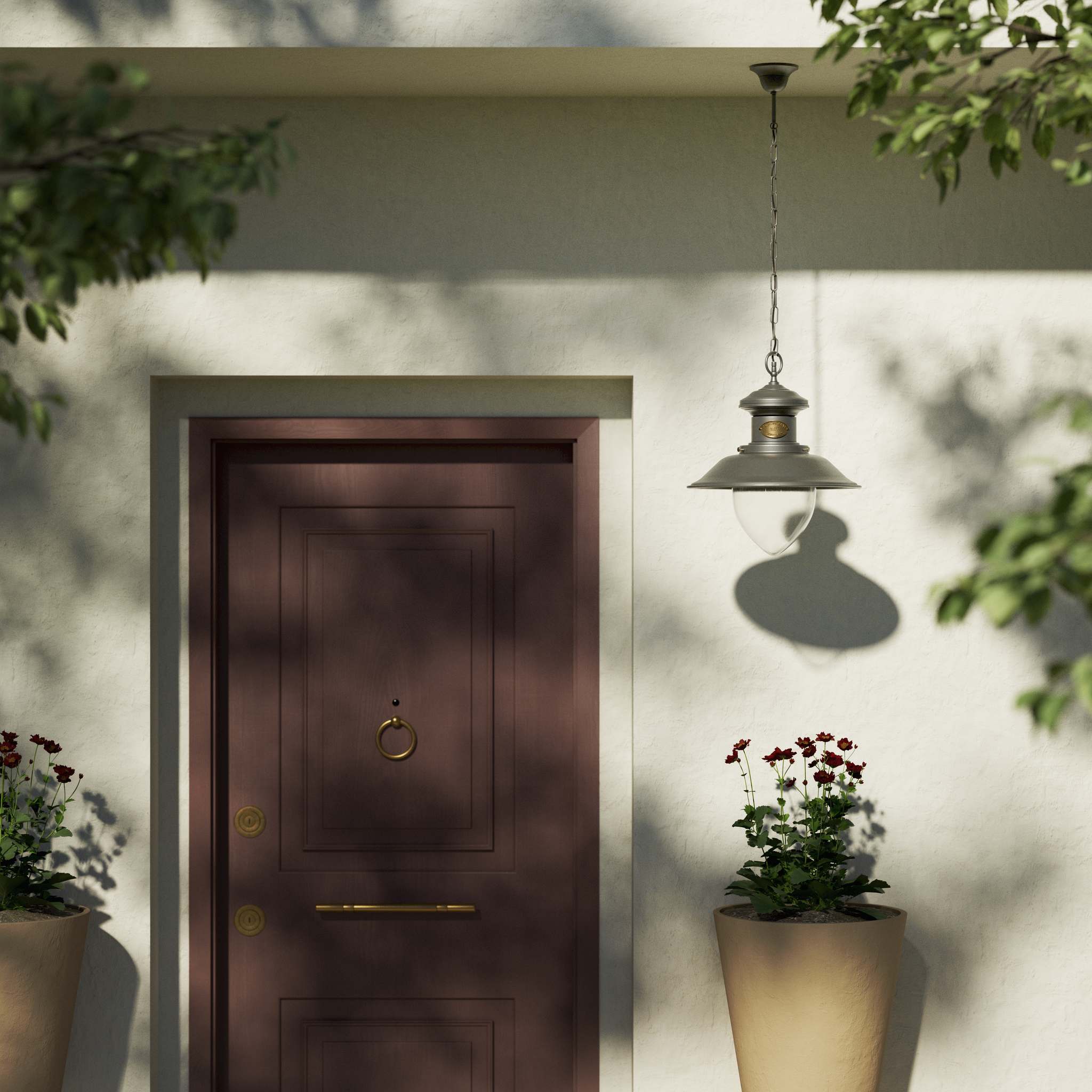 Outdoor pendant lantern in maritime style with pinecone-shaped glass diffuser and adjustable chain by Ghidini 1849 - Finish: OBR Dark Bronze