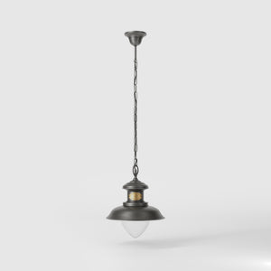 Outdoor brass pendant lamp with transparent pinecone glass, nautical style with chain, garden lighting Amalfi collection by Ghidini 1849 - Finish: OBR Dark Bronze