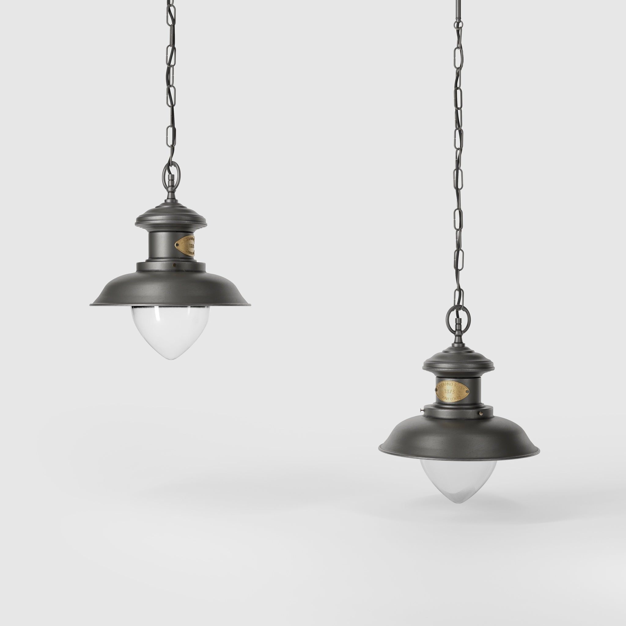 Outdoor brass pendant lamp with transparent pinecone glass, nautical style with chain, garden lighting Amalfi collection by Ghidini 1849 - Finish: OBR Dark Bronze