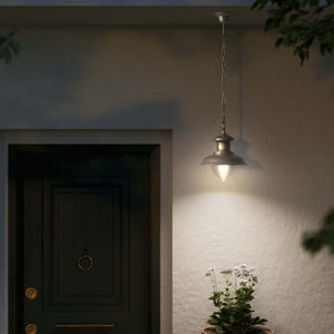 Outdoor brass pendant lamp with transparent pinecone glass, nautical style with chain, garden lighting Amalfi collection by Ghidini 1849 - Finish: OBR Dark Bronze