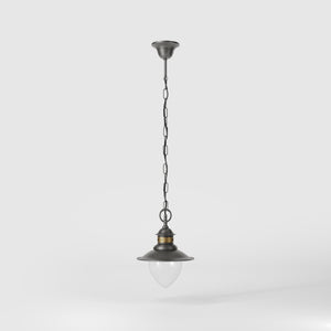 Outdoor brass pendant lamp with transparent glass traditional harbour lantern style with chain Amalfi collection by Ghidini 1849 - Finish: OBR Dark Bronze