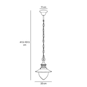 Outdoor brass pendant lamp with transparent glass traditional harbour lantern style with chain Amalfi collection by Ghidini 1849