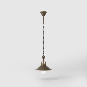 Nautical style outdoor brass pendant lamp with adjustable chain shade and glass diffuser Giada collection by Ghidini 1849 - Finish: OBM Bronze Satin Matt Brass
