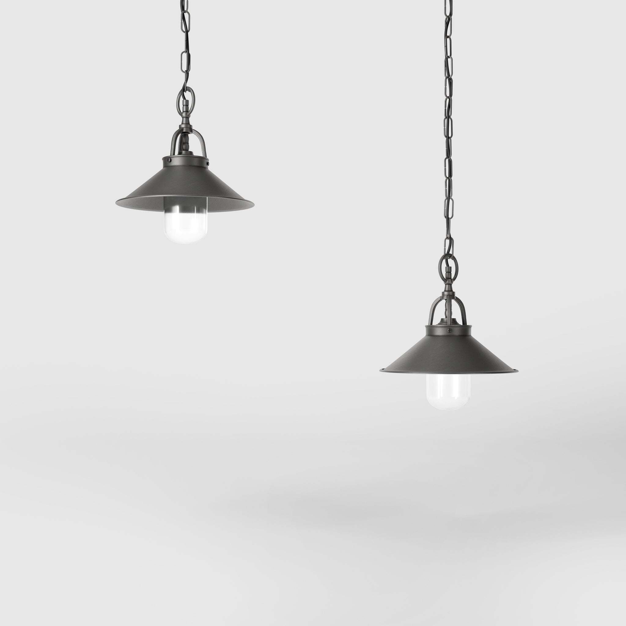 Nautical style outdoor brass pendant lamp with adjustable chain shade and glass diffuser Giada collection by Ghidini 1849 - Finish: OBR Dark Bronze