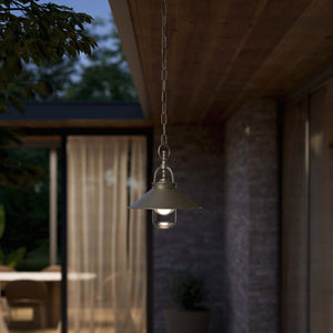 Nautical style outdoor brass pendant lamp with adjustable chain shade and glass diffuser Giada collection by Ghidini 1849 - Finish: OBR Dark Bronze