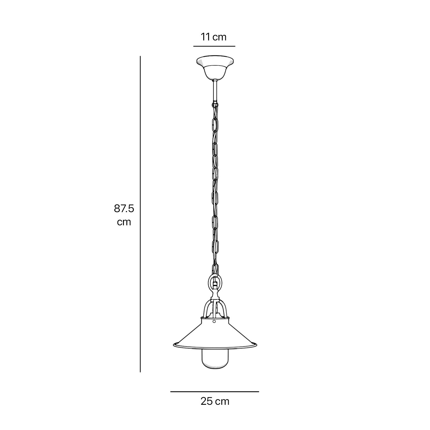 Nautical style outdoor brass pendant lamp with adjustable chain shade and glass diffuser Giada collection by Ghidini 1849