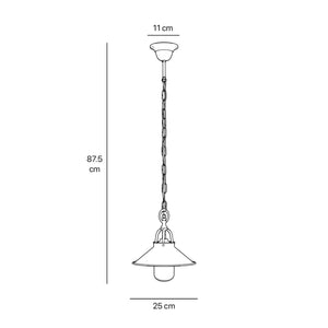 Nautical style outdoor brass pendant lamp with adjustable chain shade and glass diffuser Giada collection by Ghidini 1849