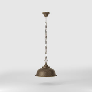 Outdoor pendant light with vintage brass shade and adjustable chain, soft illumination by Ghidini 1849 - Finish: OAS Antique Brass