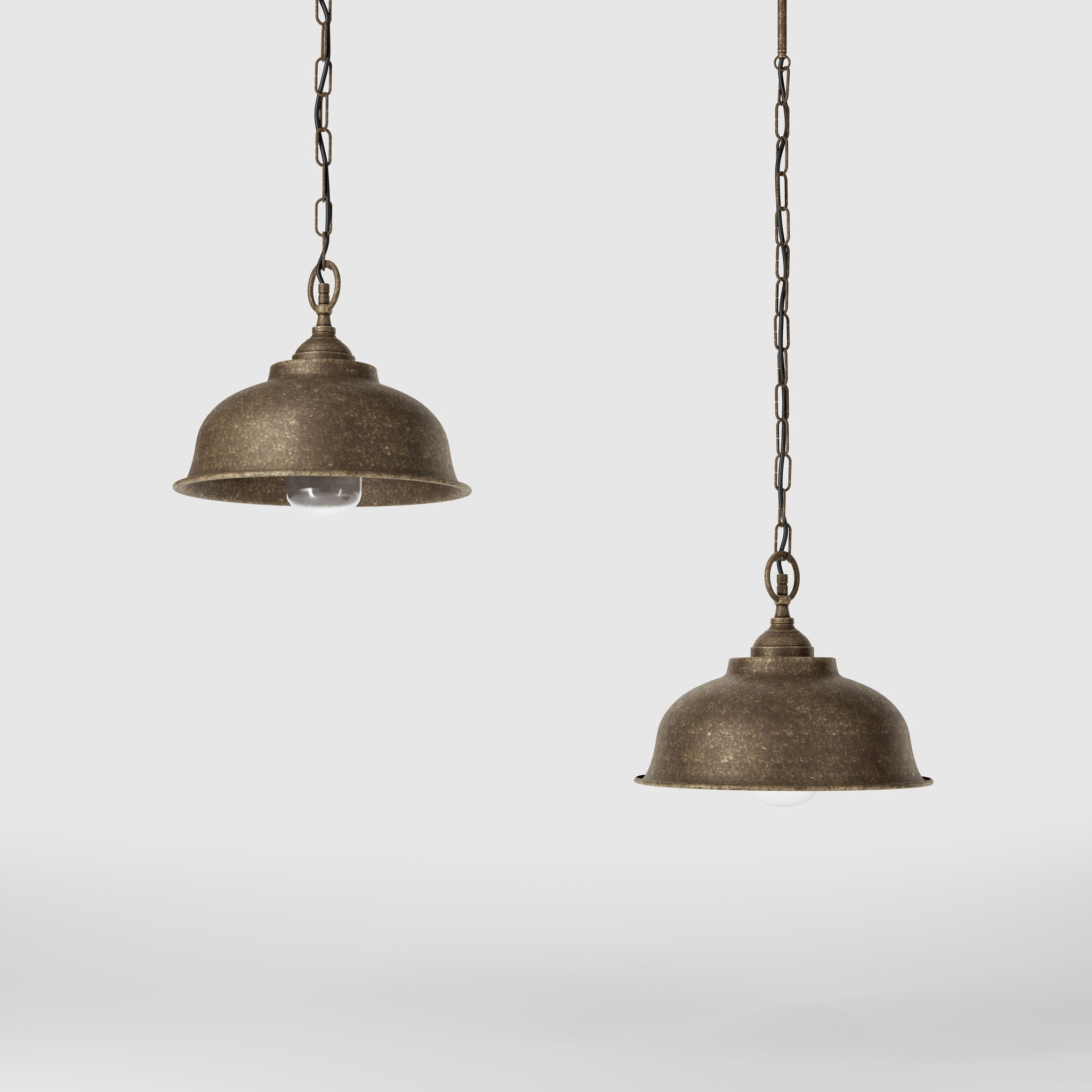 Outdoor pendant light with vintage brass shade and adjustable chain, soft illumination by Ghidini 1849 - Finish: OAS Antique Brass