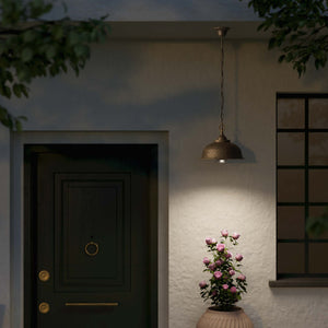 Outdoor pendant light with vintage brass shade and adjustable chain, soft illumination by Ghidini 1849 - Finish: OAS Antique Brass