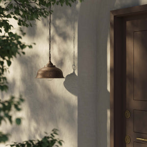 Outdoor pendant light with vintage brass shade and adjustable chain, soft illumination by Ghidini 1849 - Finish: OAS Antique Brass