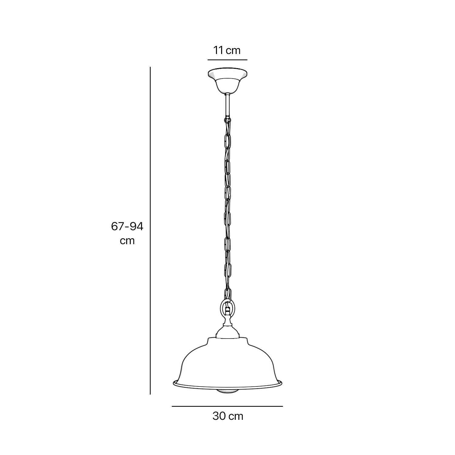 Outdoor pendant light with vintage brass shade and adjustable chain, soft illumination by Ghidini 1849